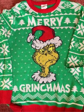 Dr. Seuss Green and Red Grinch Holiday Crewneck Sweater